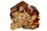 Red & Tan Vanadinite Crystal Cluster With Druzy Quartz - Morocco #116753-1